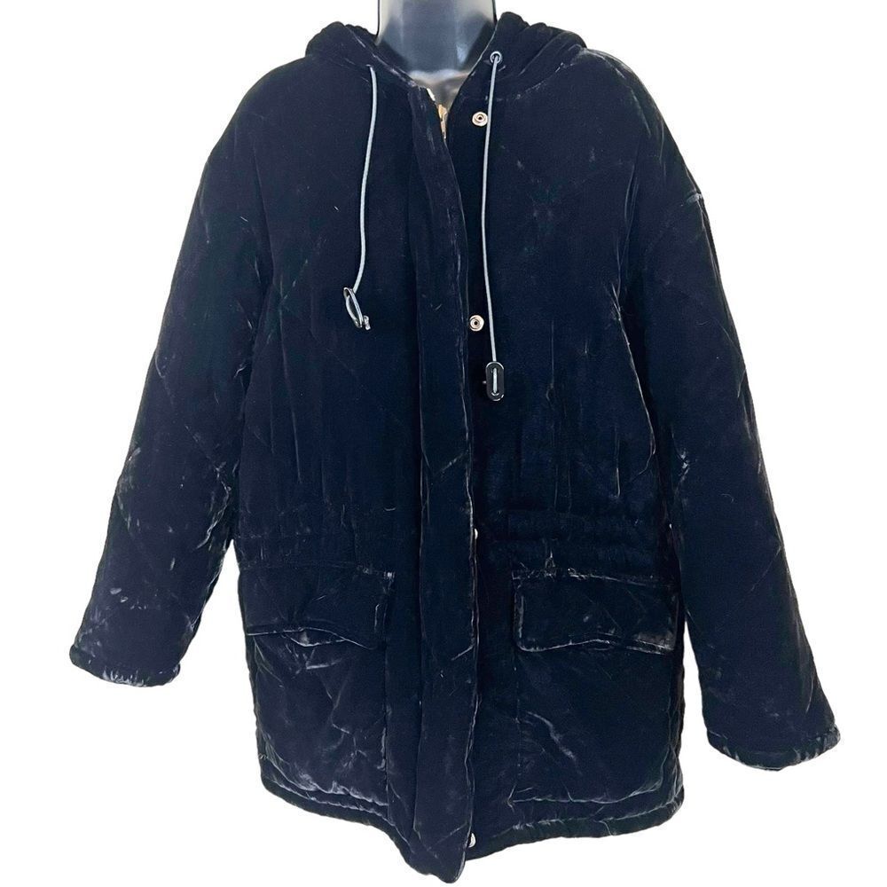 Ralph Lauren Quilted Black Velvet Silk Blend Jacket